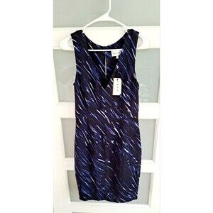 NWT MILLY Knee Length Shift Dress Sleeveless Womens Size 4 V-neck Lined